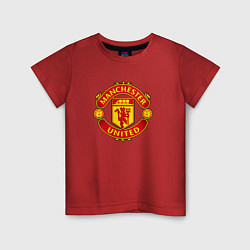 Футболка хлопковая детская Манчестер Юнайтед фк спорт, цвет: красный