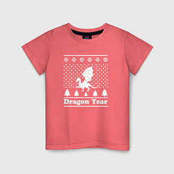 Футболка хлопковая детская Sweater dragon year, цвет: коралловый