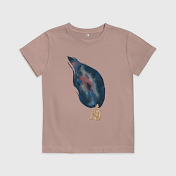 Футболка хлопковая детская Девушка космос в волосах, цвет: пыльно-розовый