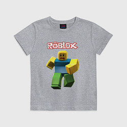 Футболка хлопковая детская Roblox бегущий персонаж, цвет: меланж