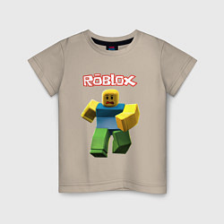 Футболка хлопковая детская Roblox бегущий персонаж, цвет: миндальный