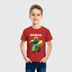 Футболка хлопковая детская Roblox бегущий персонаж, цвет: красный — фото 2