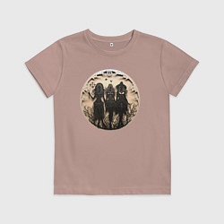 Футболка хлопковая детская Три ведьмочки на хэллоуин, цвет: пыльно-розовый