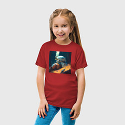 Футболка хлопковая детская Космонавт и лес, цвет: красный — фото 2