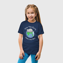 Футболка хлопковая детская Save the earth cats live here, цвет: тёмно-синий — фото 2