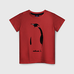 Футболка хлопковая детская Пингвин стоит трафарет, цвет: красный