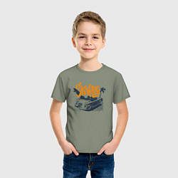 Футболка хлопковая детская Авто и серферская доска, цвет: авокадо — фото 2