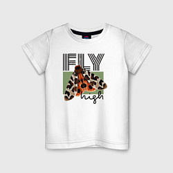 Футболка хлопковая детская Fly high moth, цвет: белый