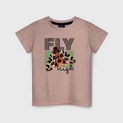 Футболка хлопковая детская Fly high moth, цвет: пыльно-розовый