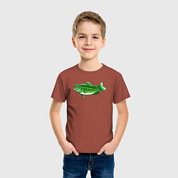Футболка хлопковая детская Зелёная рыбка, цвет: кирпичный — фото 2