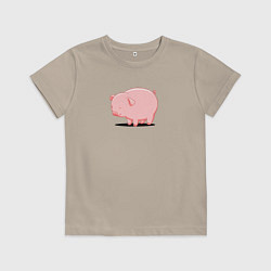 Футболка хлопковая детская Мультяшный хряк, цвет: миндальный