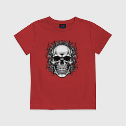 Футболка хлопковая детская Skull on fire from napalm 696, цвет: красный
