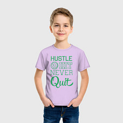 Футболка хлопковая детская Hustle hit never quit, цвет: лаванда — фото 2