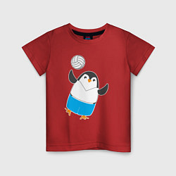 Детская футболка Пингвин волейболист