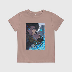 Футболка хлопковая детская Портрет - Lies of P, цвет: пыльно-розовый