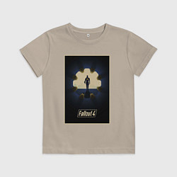 Футболка хлопковая детская Fallout 4 - vault door, цвет: миндальный
