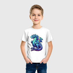 Футболка хлопковая детская Синий дракон новогодний, цвет: белый — фото 2