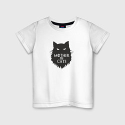 Футболка хлопковая детская Mother of cats, цвет: белый