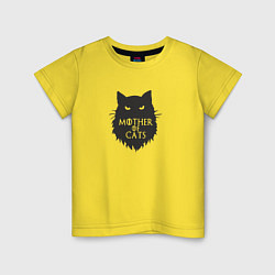 Футболка хлопковая детская Mother of cats, цвет: желтый