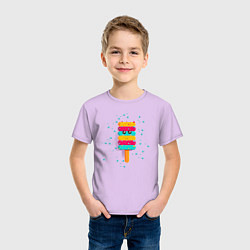 Футболка хлопковая детская Мороженое пирамидка, цвет: лаванда — фото 2