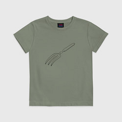 Футболка хлопковая детская Невозможная вилка на светлом, цвет: авокадо