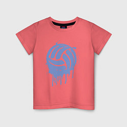 Футболка хлопковая детская Ink volleyball, цвет: коралловый
