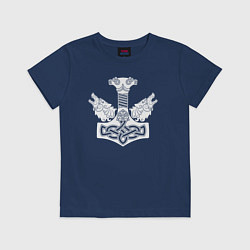 Футболка хлопковая детская Молот Тора, цвет: тёмно-синий