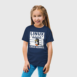 Футболка хлопковая детская Пингвин программист системы линукс, цвет: тёмно-синий — фото 2