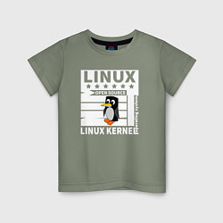 Футболка хлопковая детская Пингвин программист системы линукс, цвет: авокадо