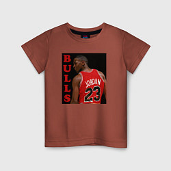 Футболка хлопковая детская Bulls Jordan, цвет: кирпичный