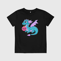 Футболка хлопковая детская Дракон - символ 2024 года, цвет: черный