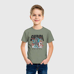 Футболка хлопковая детская Скибиди туалет и титан, цвет: авокадо — фото 2
