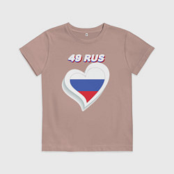 Футболка хлопковая детская 49 регион Магаданская область, цвет: пыльно-розовый