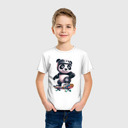 Футболка хлопковая детская Cool panda on a skateboard - extreme, цвет: белый — фото 2