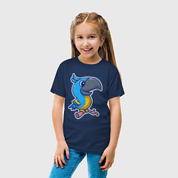 Футболка хлопковая детская Попугайчик, цвет: тёмно-синий — фото 2