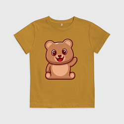 Футболка хлопковая детская Привет от медвежонка, цвет: горчичный