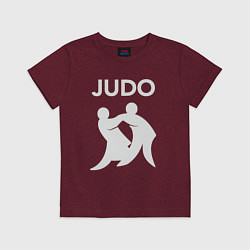 Футболка хлопковая детская Warriors judo, цвет: меланж-бордовый