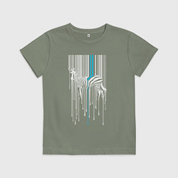 Футболка хлопковая детская Штрихкод - зебра, цвет: авокадо