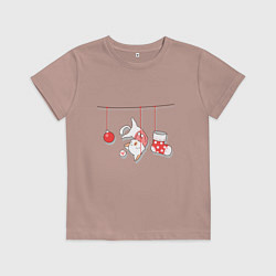 Футболка хлопковая детская Котик-подарок, цвет: пыльно-розовый