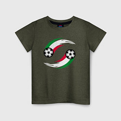 Футболка хлопковая детская Итальянские мячи, цвет: меланж-хаки