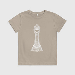 Футболка хлопковая детская Индейка удивилась, цвет: миндальный