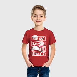 Футболка хлопковая детская Еда сон гонка, цвет: красный — фото 2