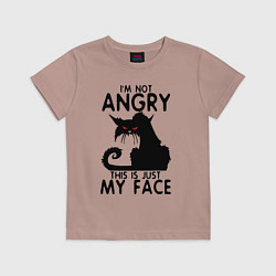 Футболка хлопковая детская I am not angry cat, цвет: пыльно-розовый