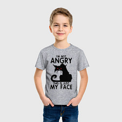 Футболка хлопковая детская I am not angry cat, цвет: меланж — фото 2