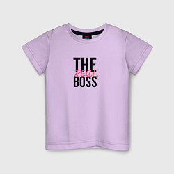 Футболка хлопковая детская The real boss, цвет: лаванда