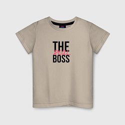 Футболка хлопковая детская The real boss, цвет: миндальный