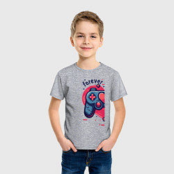 Футболка хлопковая детская Gamepad together forever, цвет: меланж — фото 2