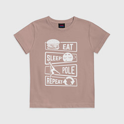 Футболка хлопковая детская Еда сон пилон, цвет: пыльно-розовый