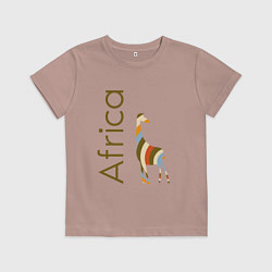 Футболка хлопковая детская Жираф цвета Африки, цвет: пыльно-розовый