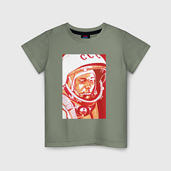 Футболка хлопковая детская Gagarin in red, цвет: авокадо